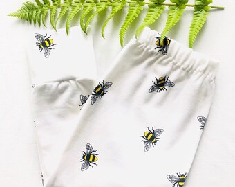 Bee baby leggings, bumble beee baby clothes, bee baby hat, bee toddler leggings, todder girl pants, baby girl bee pants, baby boy pants