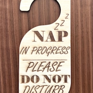 Door Knob Hanger, Nap in Progress, Do Not Disturb, Door Sign, Wooden Door Hanger, Sleep Door Knob Sign, Custom Door Sign