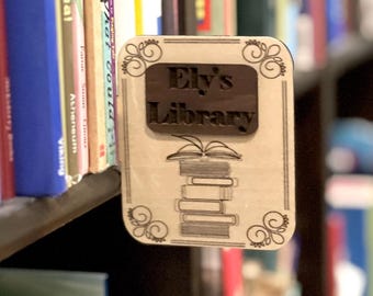 Personalized Library Sign Custom Book Decor Divider Bookish Bookshelf Sign for Book Nook, Book Lover Gift, Reader Gift