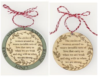 Personalized Friends Women Friendship Ornament, Cirles of Women Quote Ornament, Friend Ornament, Custom Friend Gift, Personalized Friend