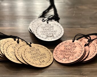 Personalized Wood Engraved Award “Medals,” Gold Silver Bronze Custom Award Trophies, Engraved Wood Olympic Game Awards, Party Favors