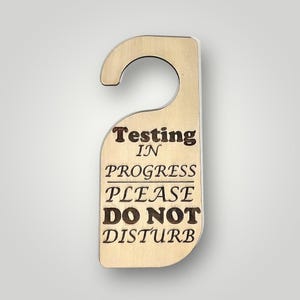 Door Knob Hanger, Testing in Progress, Do Not Disturb, Door Sign, Wooden Door Hanger, Teacher Door Knob Sign, Custom Door Sign