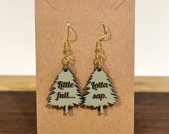 Christmas Movie Earrings, National Lampoon’s Christmas Vacation, Little Full Lotta Sap Christmas Trees, Funny Holiday Jewelry