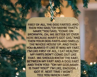Mary Cosby Fart Speech Quote Ornament, Real Housewives of Salt Lake City, RHOSLC Monologue, Bravo TV Holiday Ornament, Funny Bravo Fan Gift