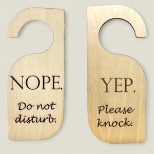 Nope Yep Door Knob Hanger, Funny Do Not Disturb Door Sign, Double-sided Wooden Door Hanger, Do Not Enter, Please Knock, Custom Door Sign