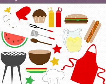 Arte digitale di Cook-Out Clipart estate barbecue imposta Download immediato Clipart estate barbecue Clipart cuoco fuori Clipart