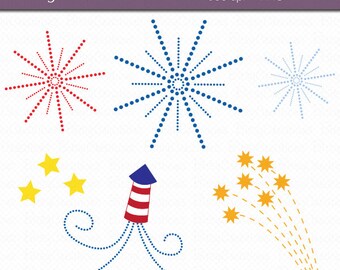 Fireworks Clipart Digital Art Set INSTANT DOWNLOAD Independence Day Clipart Fourth of July Clipart