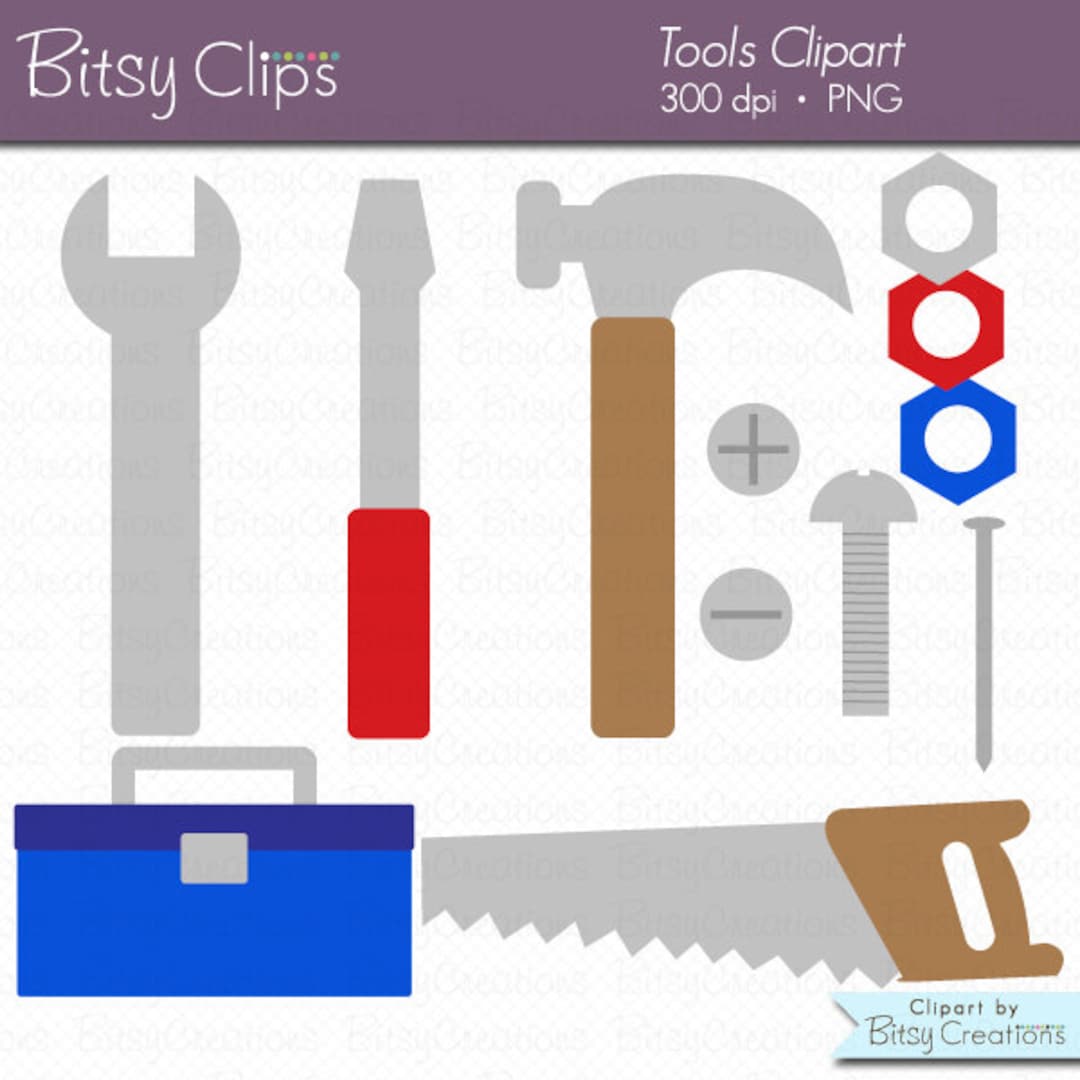 Tools Digital Art Set Clipart INSTANT DOWNLOAD Tool Clipart Hammer