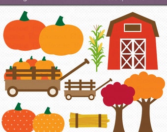 Pumpkin Patch Digital Art Set Clipart Commercial Use Clip Art INSTANT Download Fall Autumn Clipart