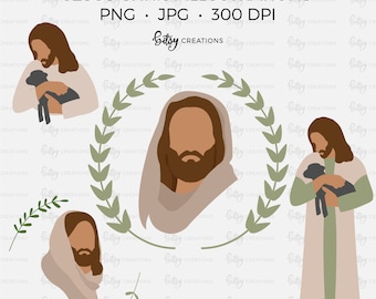Jezus Christus Illustraties - Clipart PNG en JPG - Digital Art Set Clipart Commercieel Gebruik Clip Art INSTANT Download - Christian Christmas