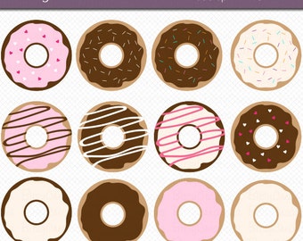 Donuts Digital Art Set Clipart Commercial Use Clip Art INSTANT Download Doughnuts