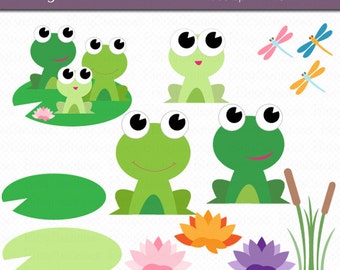 Frog Family Digital Art Set Clipart Commercial Use Clip Art INSTANT Download Frog Clipart Nature Clipart
