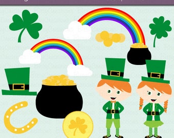 Arte digitale di St Patrick Day Clipart imposta giorno DOWNLOAD immediato Leprechaun Clipart San Patrizio