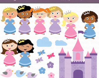 Princesses Clipart Digital Art Set Commercial Use Clip Art INSTANT Download Princess Clipart