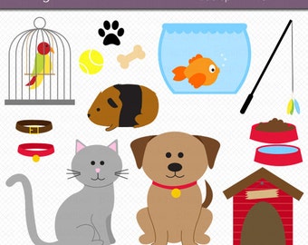 Animali domestici Clipart commerciale utilizzare le ClipArt immediata scaricare Set di arte digitale - gatto - cane Clipart - Clipart cavia Clipart - Clipart di pesce
