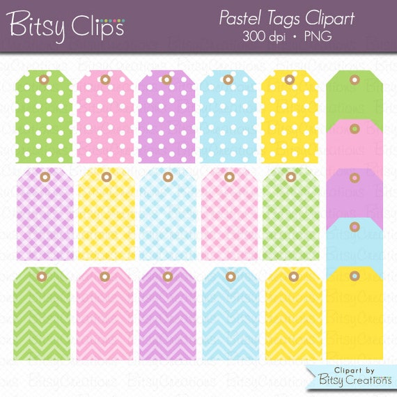 Pastel Tags Clipart Digital Art Set INSTANT DOWNLOAD Digital