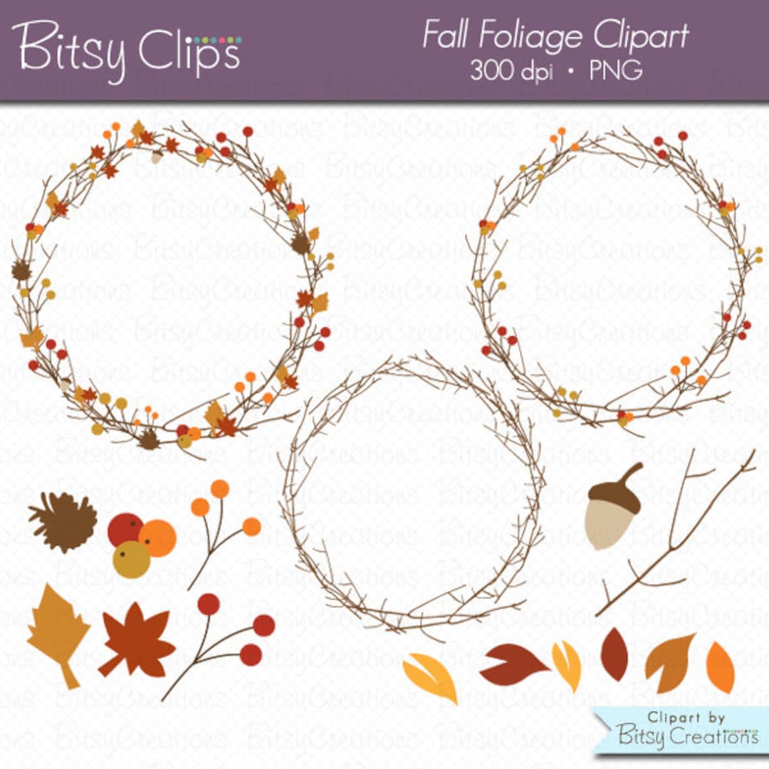 Fall Foliage Digital Art Set Clipart Commercial Use Clip Art INSTANT ...