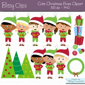 Christmas Elves Digital Art Set Clipart Commercial Use Clip Art INSTANT Download Christmas Clipart
