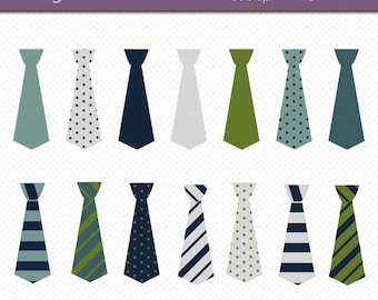 Ties in Blue, Green, and Gray Digital Art Set Clipart Commercial Use Clip Art INSTANT DOWNLOAD