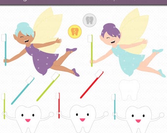 Tooth Fairy and Friends Digital Art Set Clipart Commercial Use Clip Art INSTANT Download Tooth Fairy Clipart Fairy Clipart