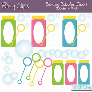Blowing Bubbles Clipart Digital Art Set INSTANT DOWNLOAD Bubble Clipart
