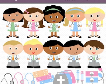 Doctor Kids Digital Art Set Clipart Commercial Use Clip Art INSTANT Download Doctor Clipart Medical Clipart