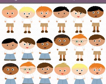Little Boys Digital Art Set Clipart Commercial Use Clip Art INSTANT Download