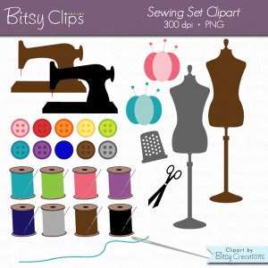 Sewing Clipart Commercial Use Clip Art INSTANT DOWNLOAD Digital Art Set Sewing Clipart Thread Clipart Sewing Machine Clipart