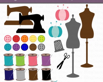 Sewing Clipart Commercial Use Clip Art INSTANT DOWNLOAD Digital Art Set Sewing Clipart Thread Clipart Sewing Machine Clipart