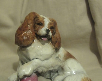 陶器　大きな　キャバリア？犬の陶器置物 大型キャバリア キング チャールズ スパニエル 犬 陶器 置物 - 中国の