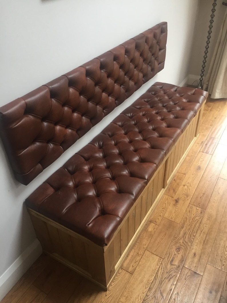 Custom Bench Cushion Faux Leather Buttoned Plywood Base. Etsy UK