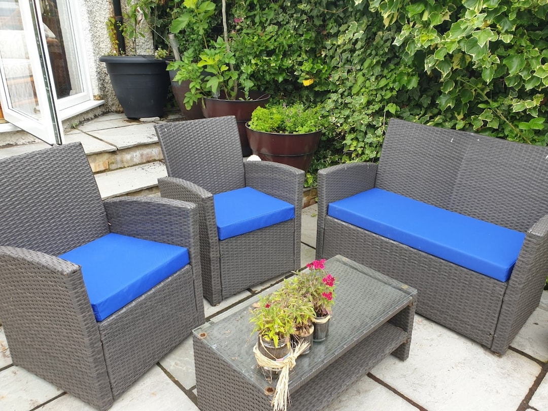 Outdoor Royal Blue Garden Waterproof Bench Custom Cushions Etsy