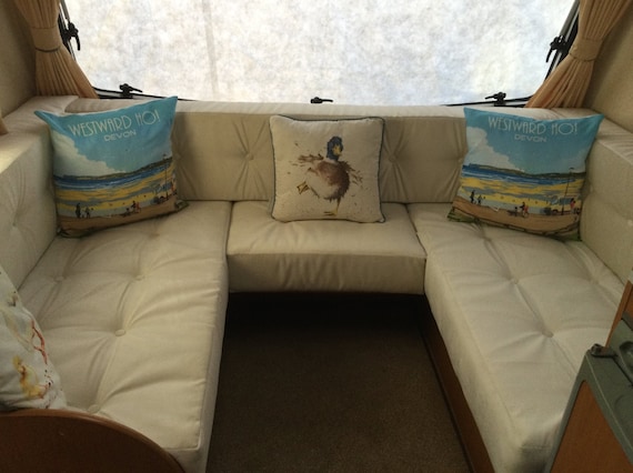 Cream Campervan Caravan Van Conversion Cushions Wipe Clean Made to Order Washable. Conservatory Dining Room Bespoke