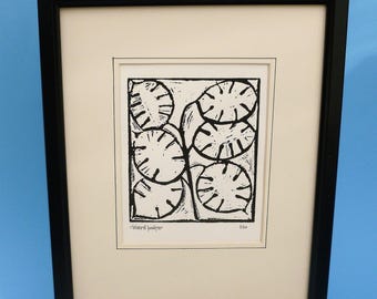 Honesty. Nature inspired limited edition linocut print