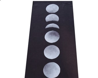 Moon Phase Yoga Towel, Celestial Yoga Mat Towel, Lunar Phases Hot Yoga Towel, Non Slip Workout Towel, Meditation Accessory, Moon Lover Gift