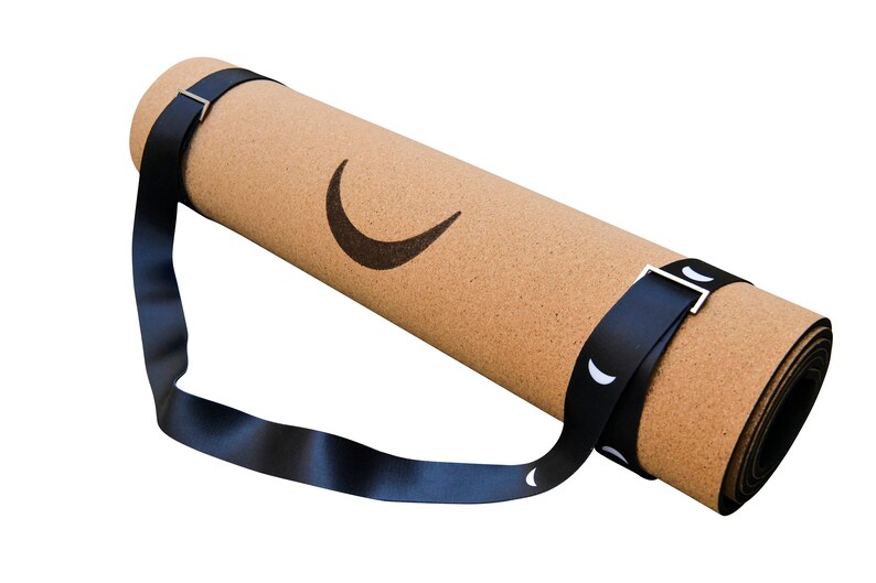 Moon Phase Yoga Mat Strap, Celestial Yoga Mat Carrier, Adjustable Lunar Yoga Sling, Boho Mat Holder, Meditation Accessory, Moon Lover Gift image 2