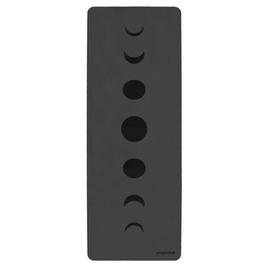 May include: Black yoga mat featuring a moon phase design with the text "yoga zeal" printed in the bottom right corner.