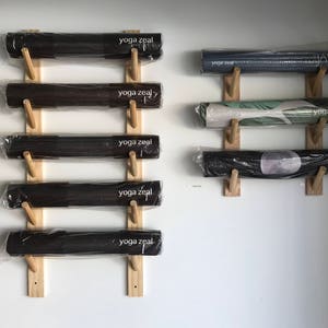 Yoga Mat Rack /  1, 2, 3, 4, 5, 6, 10, 20 Mat Racks / Yoga Mat Holder / Custom Yoga Mat Rack / Mat Storage / Hang Yoga Mats / Wall Rack/Foam