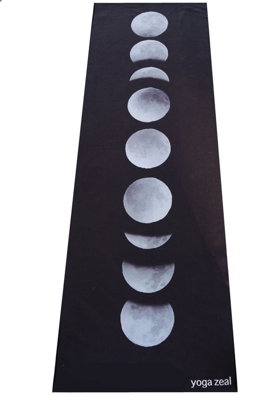 Moon Phase Yoga Towel, Celestial Yoga Mat Towel, Lunar Phases Hot Yoga Towel, Non Slip Workout Towel, Meditation Accessory, Moon Lover Gift