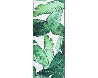 Banana Leaf Yoga Towel, Tropical Yoga Mat Towel, Non Slip Hot Yoga Towel, Palm Leaf Exercise Towel, Pilates Towel, Beach Yoga Gift
