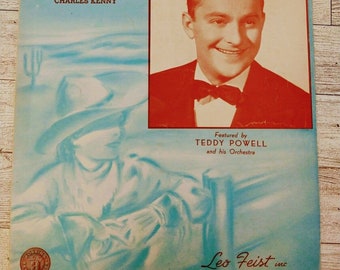 Vintage 1939 Sheet Music - Leanin’ On The Ole Top Rail - Teddy Powell - Cowboy on Cover - Wall Art
