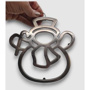 Vintage Copco Trivet • Cast Metal Snowman Design • Mid Century Modern Decor
