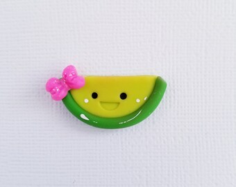 Smiley Lime – Charm – Bow center – Scrapbooking – Needle minder – Bow embellishment – Magnet- S074