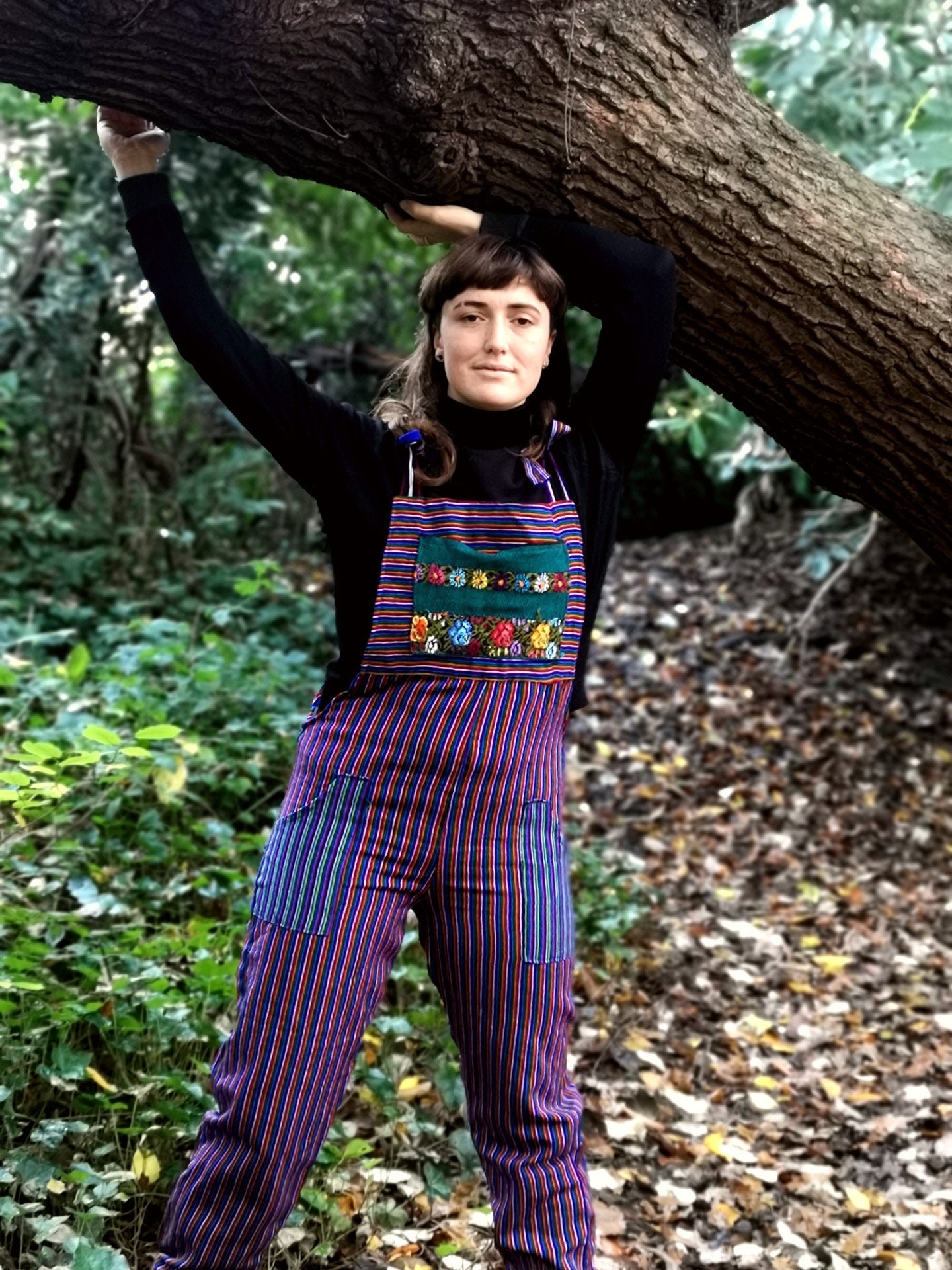 Image of Rainbow Dungarees, Overalls Women, Hippie Clothes, Boho One Of A Kind