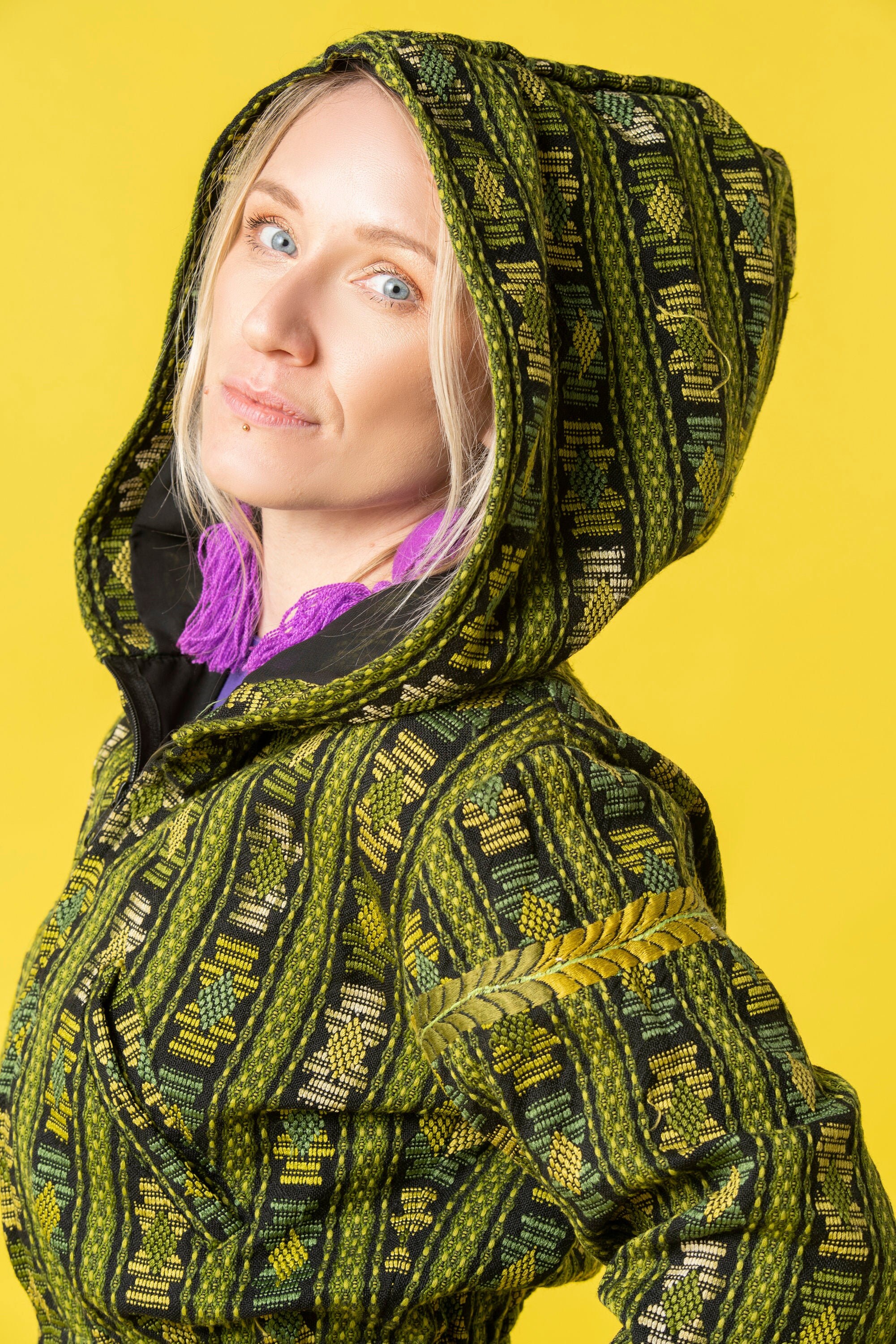 Image of Cropped Hoodie, Bomber Jacket Womens, Green Hoodie Embroidered