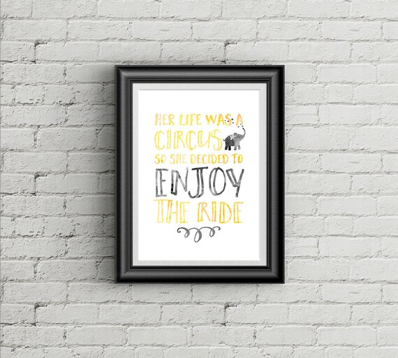Her Life Was A Circus Wall Print Wall Art Home Decor Interiors Watercolour Mothers Gift Office Art Girls Room Teen Room Elephant