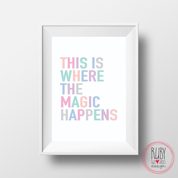 This is where the magic happens, magic, wall flag, girls room, pastel, girls decor, tween room, teen, girls wall print, pretty, magic happen