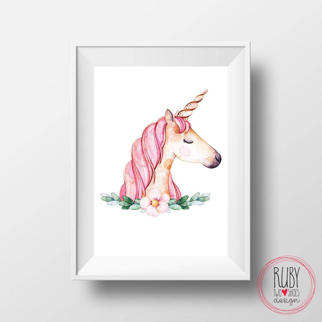 Unicorn Print Wall Print Unicorn Wall Print Girls Room Art Etsy