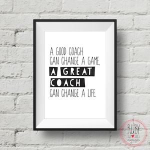 Printable, Coach print, wall print, coach quote, coach gift, coach digital download, sport coach print, coach wall print, education quote,