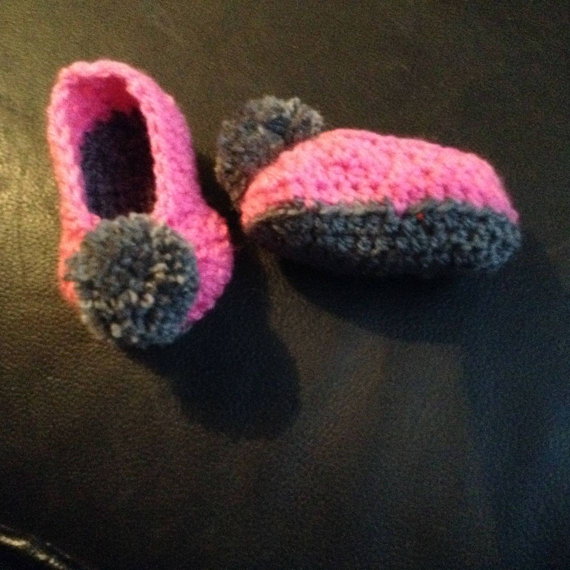 Pink and Grey Pom Pom Baby Shoes 03 Months Etsy